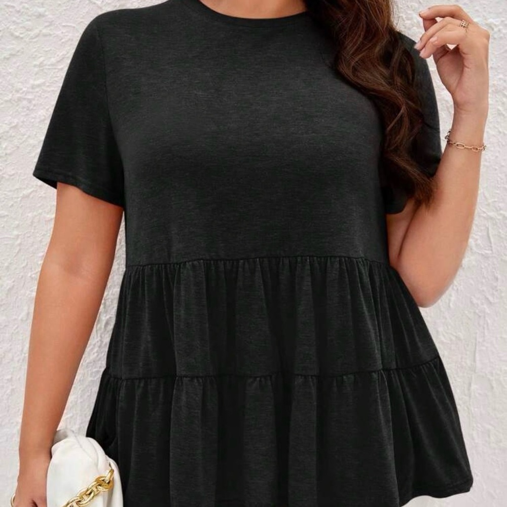 Elegant Black Tiered Women's Top
